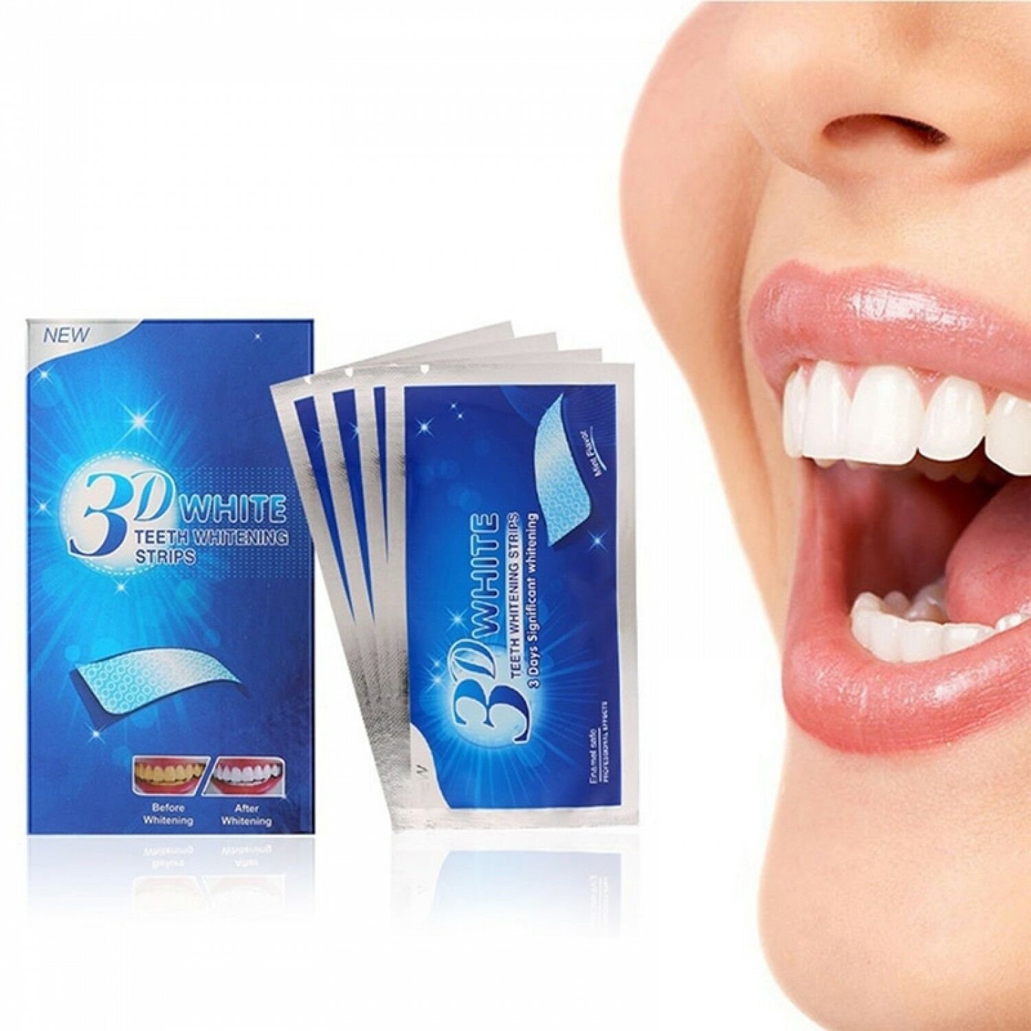 28 Pcs 14 Pair 3D White Gel Teeth Whitening Strips Oral Hygiene Dental Bleaching