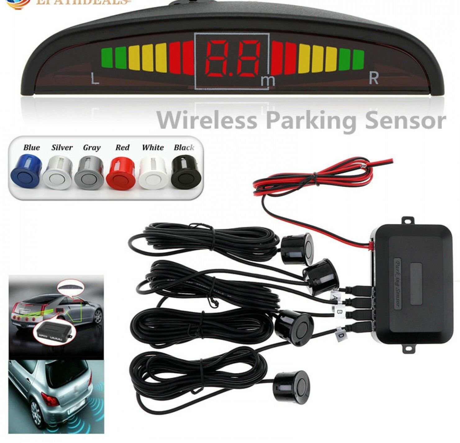 Wireless Auto Car Parktronic LED Parking Sensor System Reverse Backup Monitor