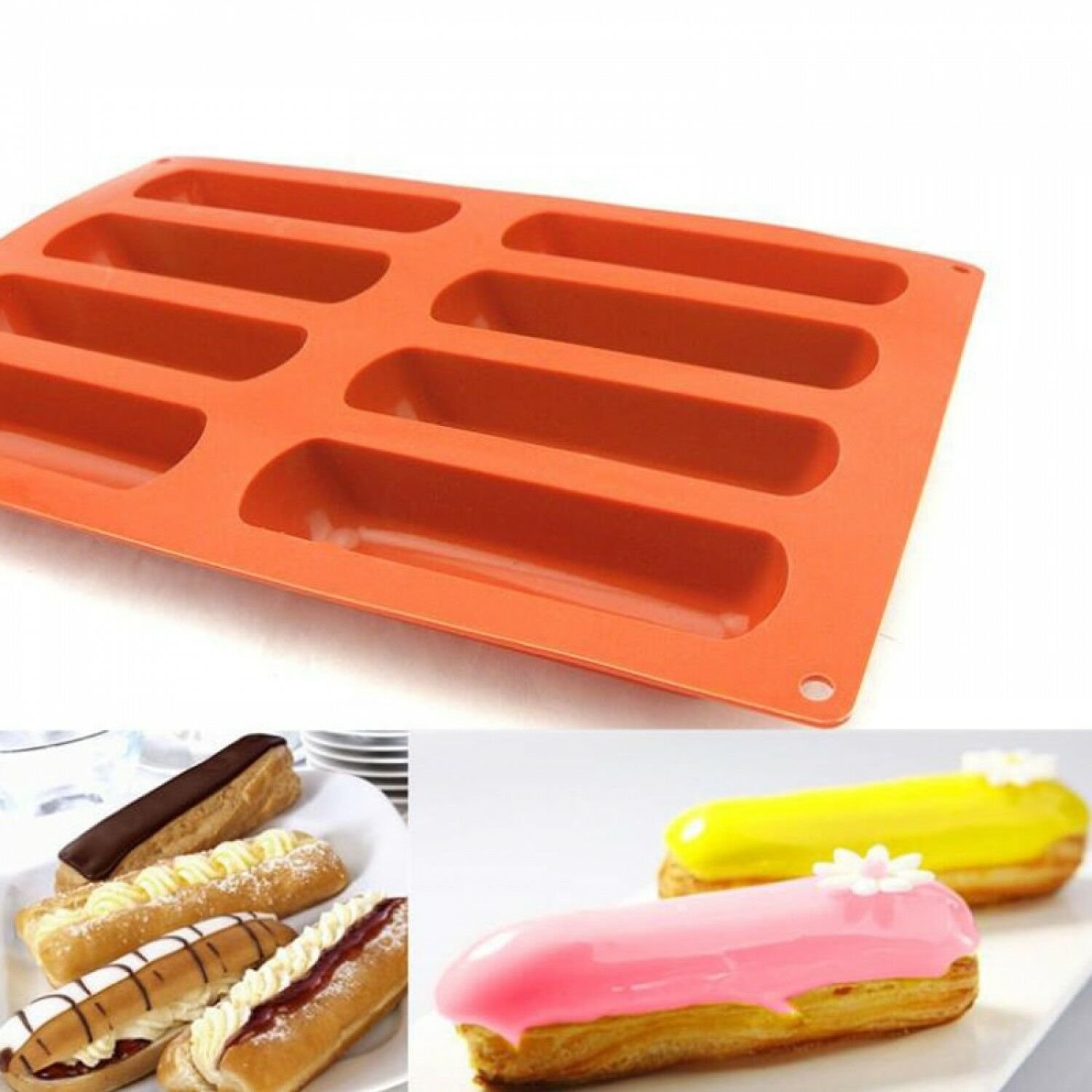 Silicone Classic Collection Shapes Non Stick Eclair 8 Forms Silicone Baking Mold