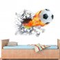 Football Through Wall Stickers Kids Room Decoration Home Decals Soccer Funs 3D