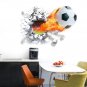 Football Through Wall Stickers Kids Room Decoration Home Decals Soccer Funs 3D
