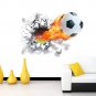 Football Through Wall Stickers Kids Room Decoration Home Decals Soccer Funs 3D
