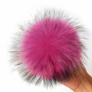 Real Nature Raccoon Fur Pompon Keychain With Button Soft Fox Fur Ball Pompoms