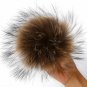 Real Nature Raccoon Fur Pompon Keychain With Button Soft Fox Fur Ball Pompoms