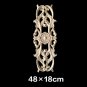 Unpainted Wood Oak Carved Wave Flower   Decal Corner Applique for Home Furniture