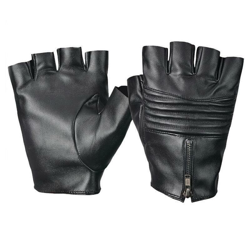 Fitness Driving Leather Black Fingerless Gym Gloves Multifunctional Gloves