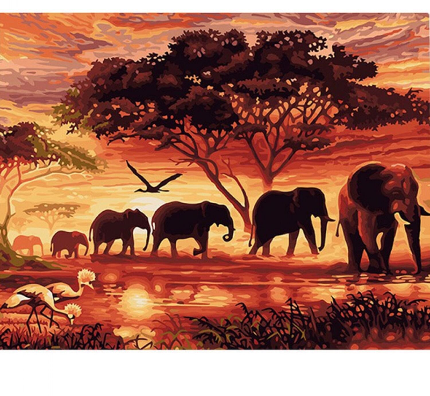 Elephants Landscape DIY Digital Painting By Numbers Modern Wall Art Canvas Wall