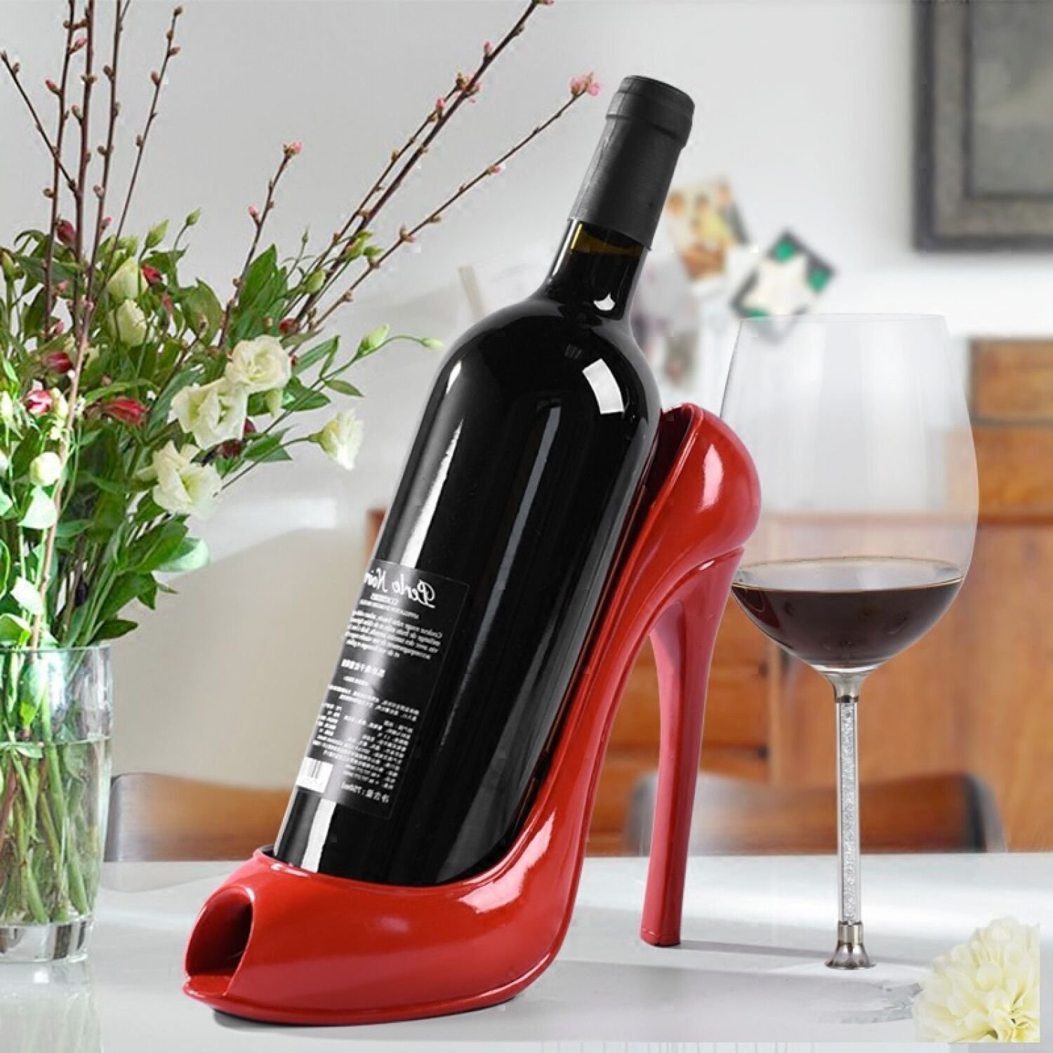 Wine Holder Bottle Shoe Heel High Gift Caddy Red Decorative Wine Rack Practical