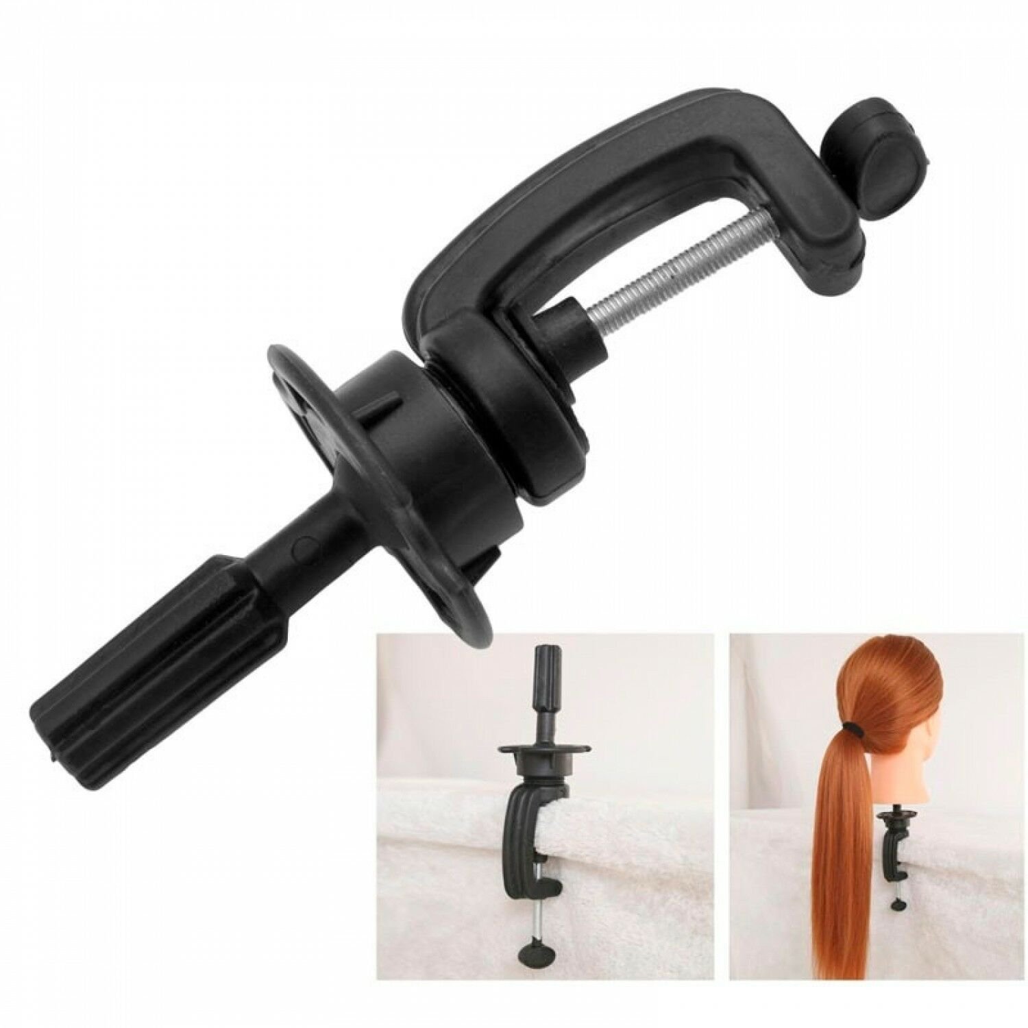 Long Hair Training Head Model Hairdressing Clamp Stand Dummy Practice Mannequin