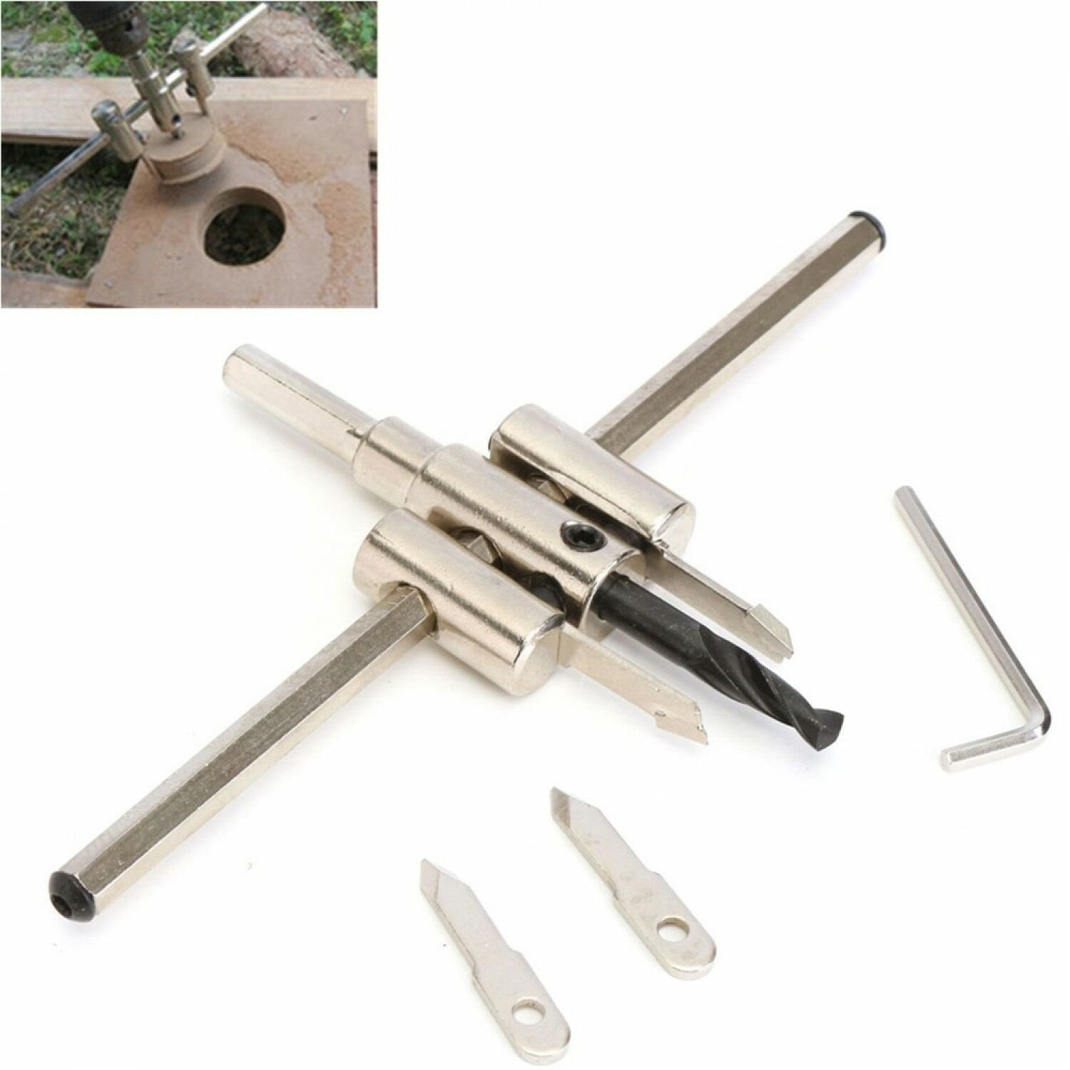 40mm-200mm Adjustable Metal Wood Circle Cutter Hole Saw Drill Bit