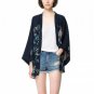 Casual Kimono Cardigan Harajuku Sun Protection Blouse Flower Birds Print Shirt