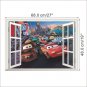 Cartoon 3d Wall Sticker Through The Brick Pixar Car For Kids Rooms Children Wall