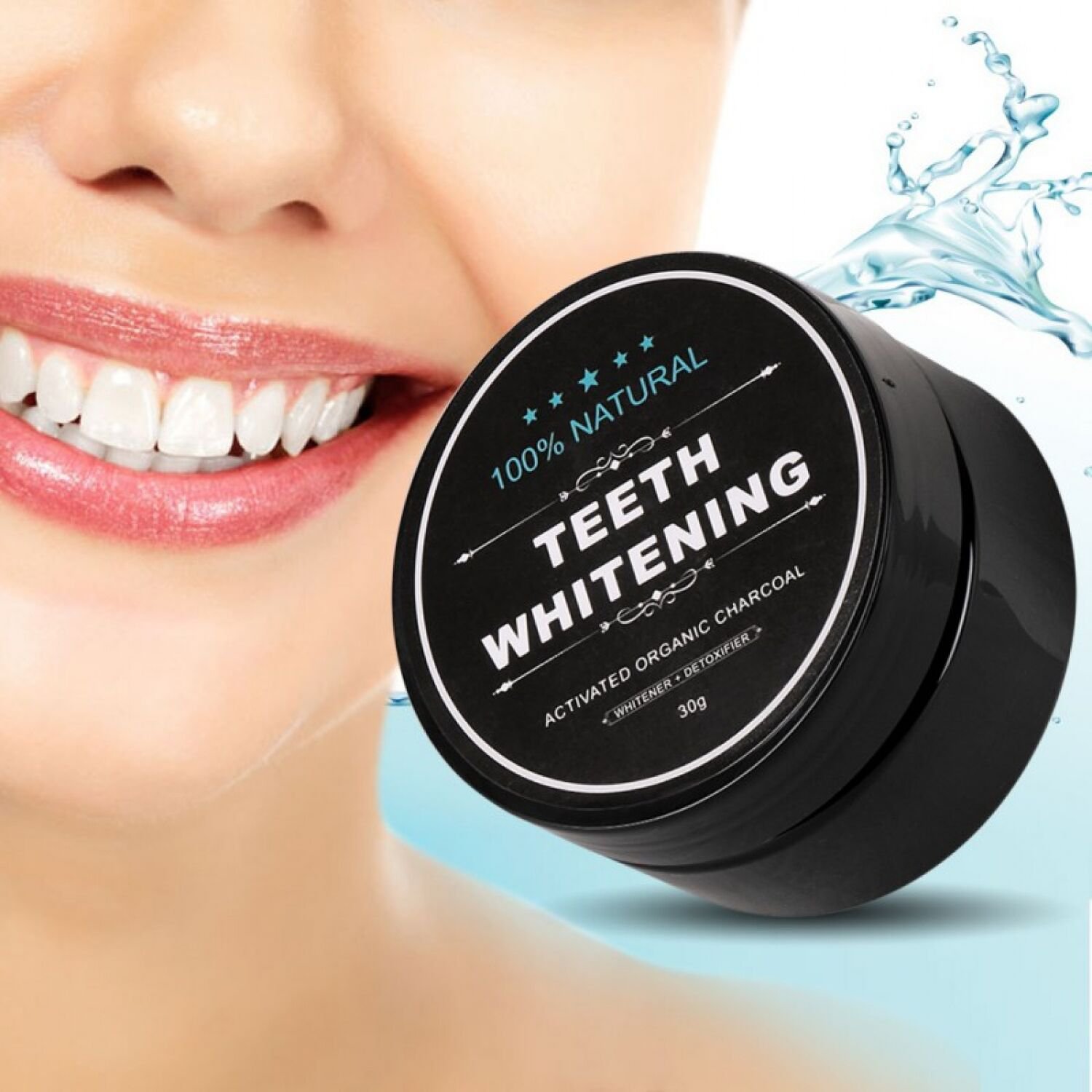 Teeth Whitening Powder Organic Charcoal Bamboo Amour Noir Natural Teeth Whitener