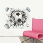 3D Football Soccer Playground Broken Wall Hole Window View Home Decals Wall