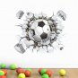3D Football Soccer Playground Broken Wall Hole Window View Home Decals Wall