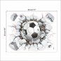 3D Football Soccer Playground Broken Wall Hole Window View Home Decals Wall