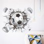 3D Football Soccer Playground Broken Wall Hole Window View Home Decals Wall