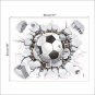 3D Football Soccer Playground Broken Wall Hole Window View Home Decals Wall