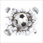 3D Football Soccer Playground Broken Wall Hole Window View Home Decals Wall