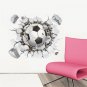 3D Football Soccer Playground Broken Wall Hole Window View Home Decals Wall