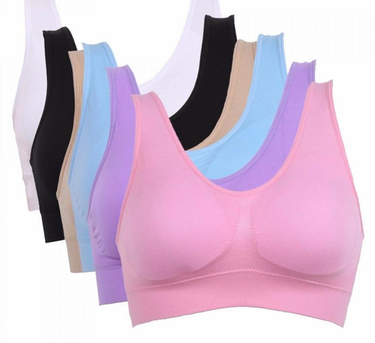 3Pcs/Set Women Genie Bra Dual Layer Seamless Breathable Fitness Bra Vest Pads