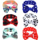 Newborn Flowers Print Floral Butterfly Bow Elastic Hair band Girls Turban Knot