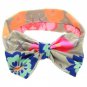 Newborn Flowers Print Floral Butterfly Bow Elastic Hair band Girls Turban Knot