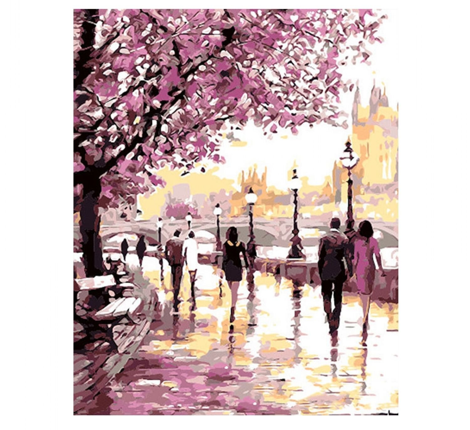 Cherry Blossoms Road Diy Oil Painting By Numbers Kits Wall Art Picture Home Wall