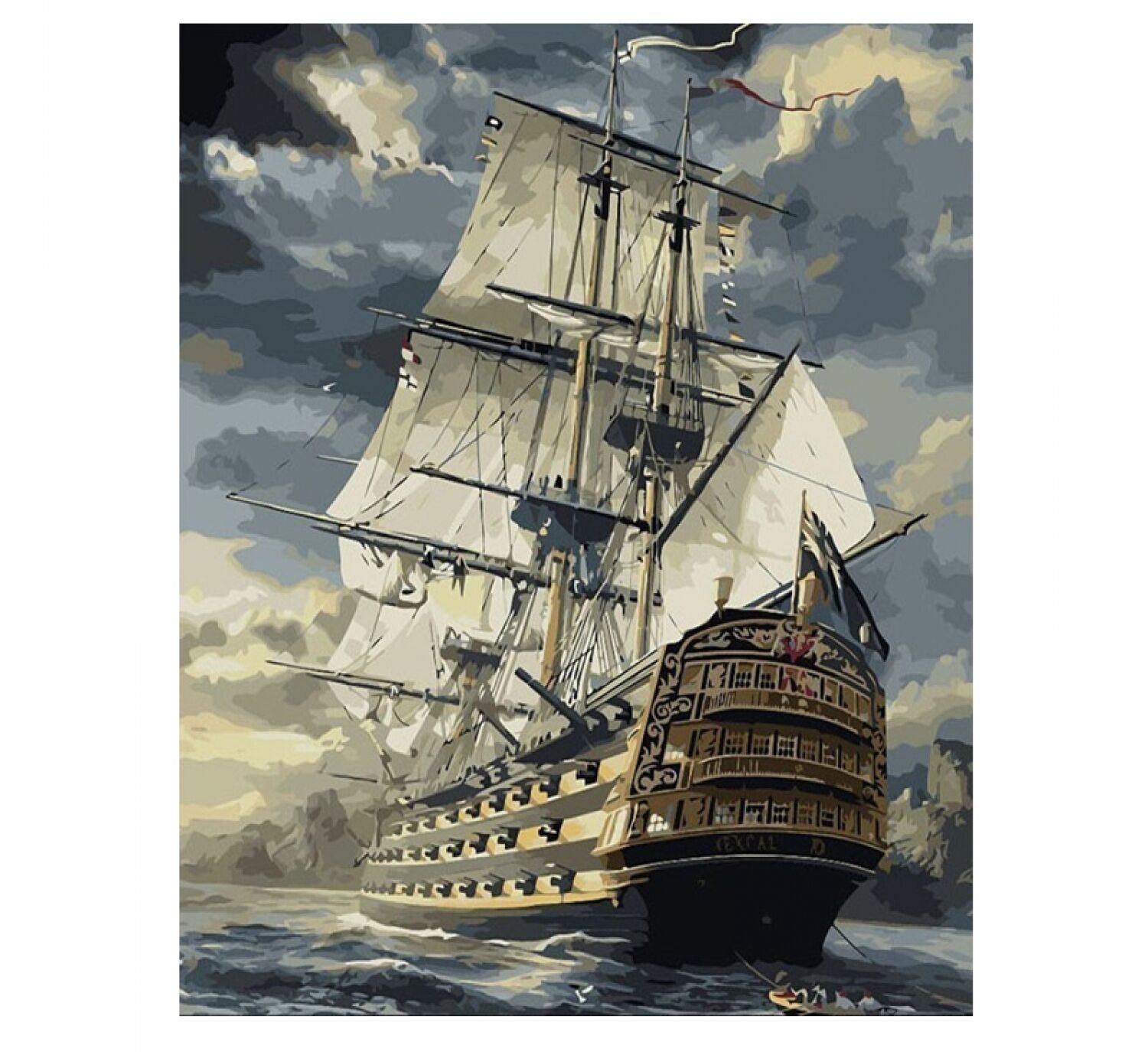 Sailing Boat DIY Painting By Numbers Drawing Kits Acrylic Canvas Vintage Oil Art
