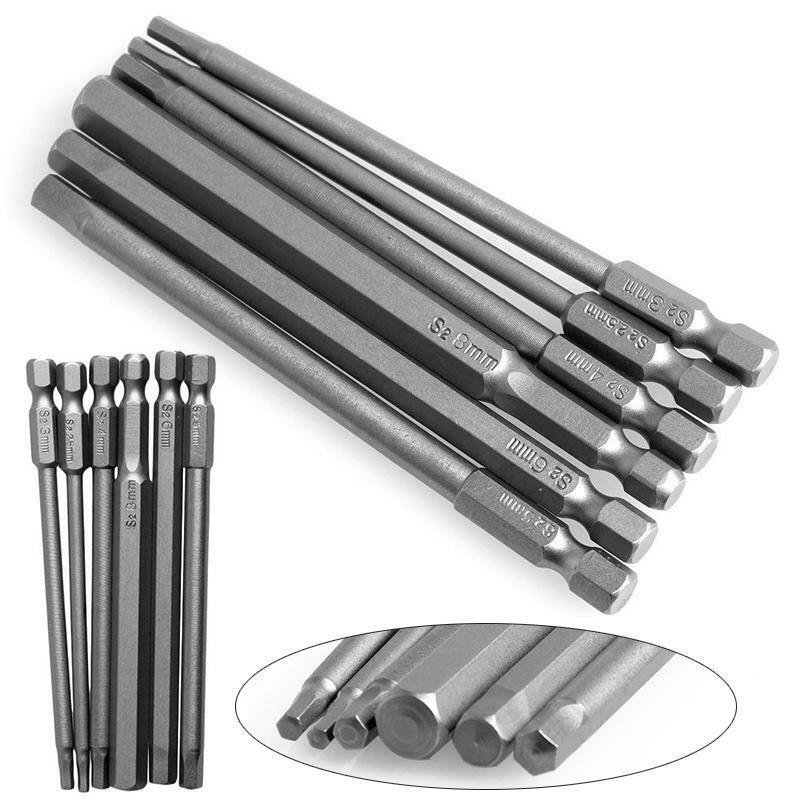 6pcs H2.5-H8 100mm Hex Shank Torx Screwdriver Hand Tool Length Magnetic Bits Set