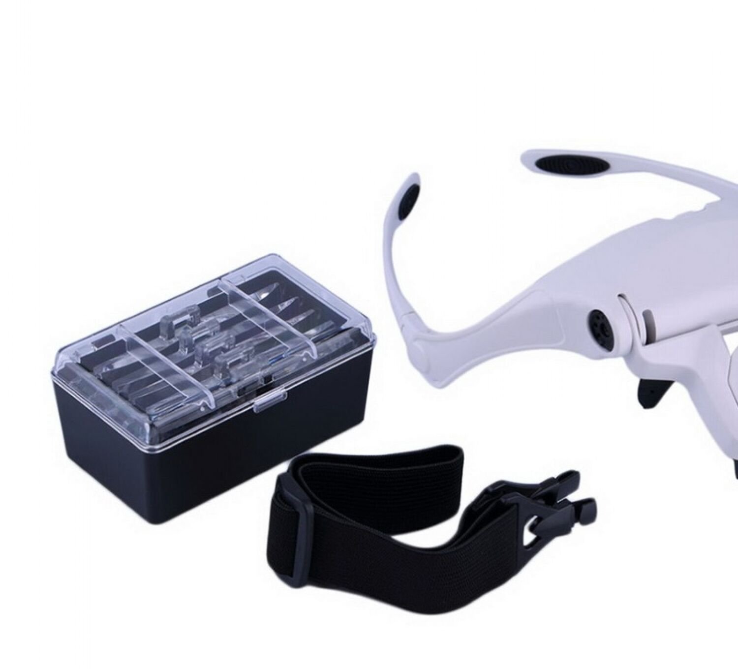 Interchangeable Head Eye Glasses 2 LED Magnifier 1x 1.5x 2x 2.5x 3.5x Lens Lamp