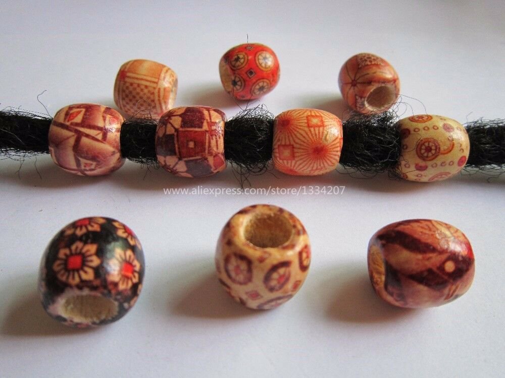 Free Shipping 20Pcs/Lot Hair Braid Dread Dreadlock Wooden Bead Cuff Clip Approx