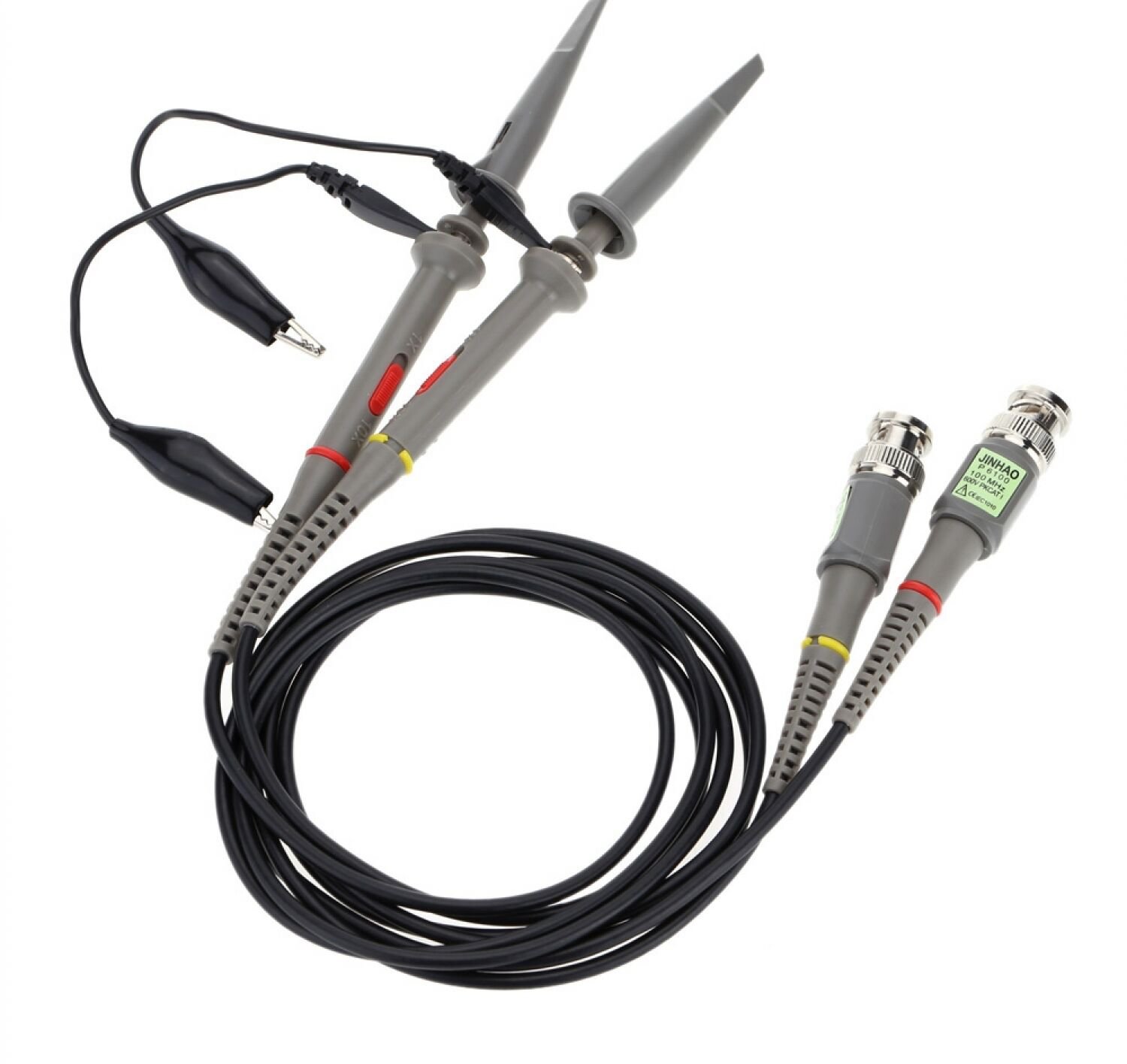 Oscilloscope Probe Kit 2Pcs P6100 100MHz 1X 10X High Precision Alligator Clip