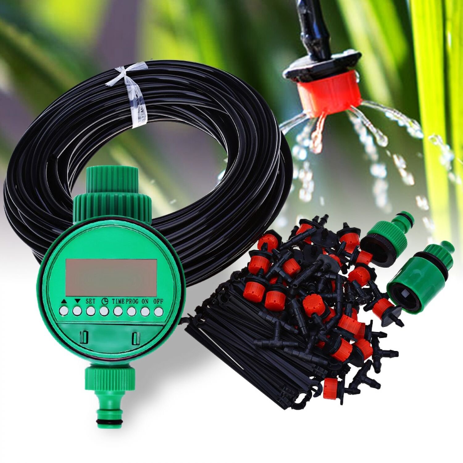 Micro Drip Irrigation System 25M Plant Self Automatic Watering Hose Timer Garden