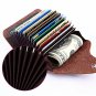 Genuine Leather Retro Wallet Blocking Pocket Solid Color ID Credit Card Holder