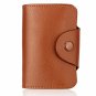 Genuine Leather Retro Wallet Blocking Pocket Solid Color ID Credit Card Holder