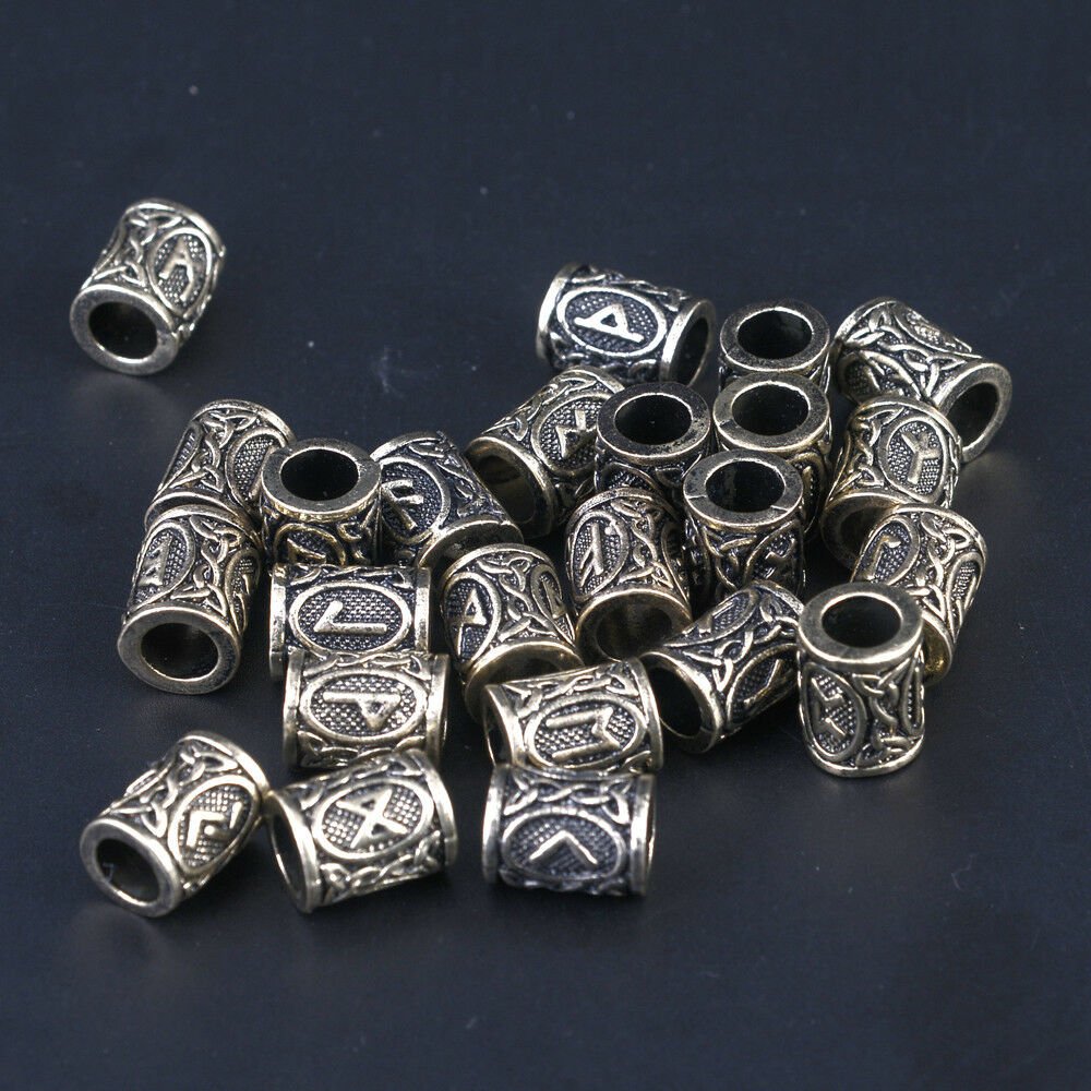 24pcs Viking Runes Beads DIY Accessory Charms Beads Findings For Bracelets New
