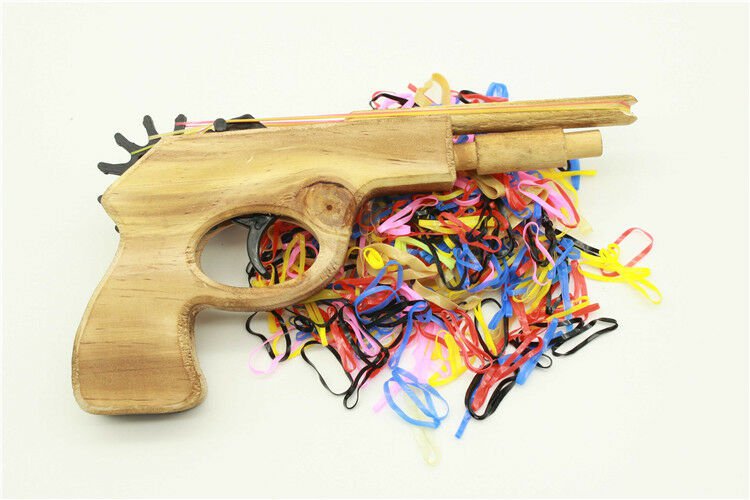 450Pcs Multicolour Bullet Rubber Band Launcher Wooden Gun Hand Pistol Shooting