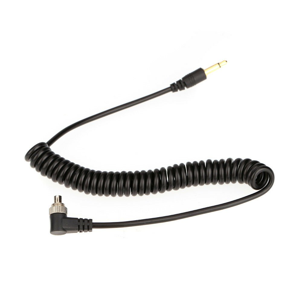 3.5mm Professional Spring Flash Sync Cable Cord With Screw Lock To Male Flash PC