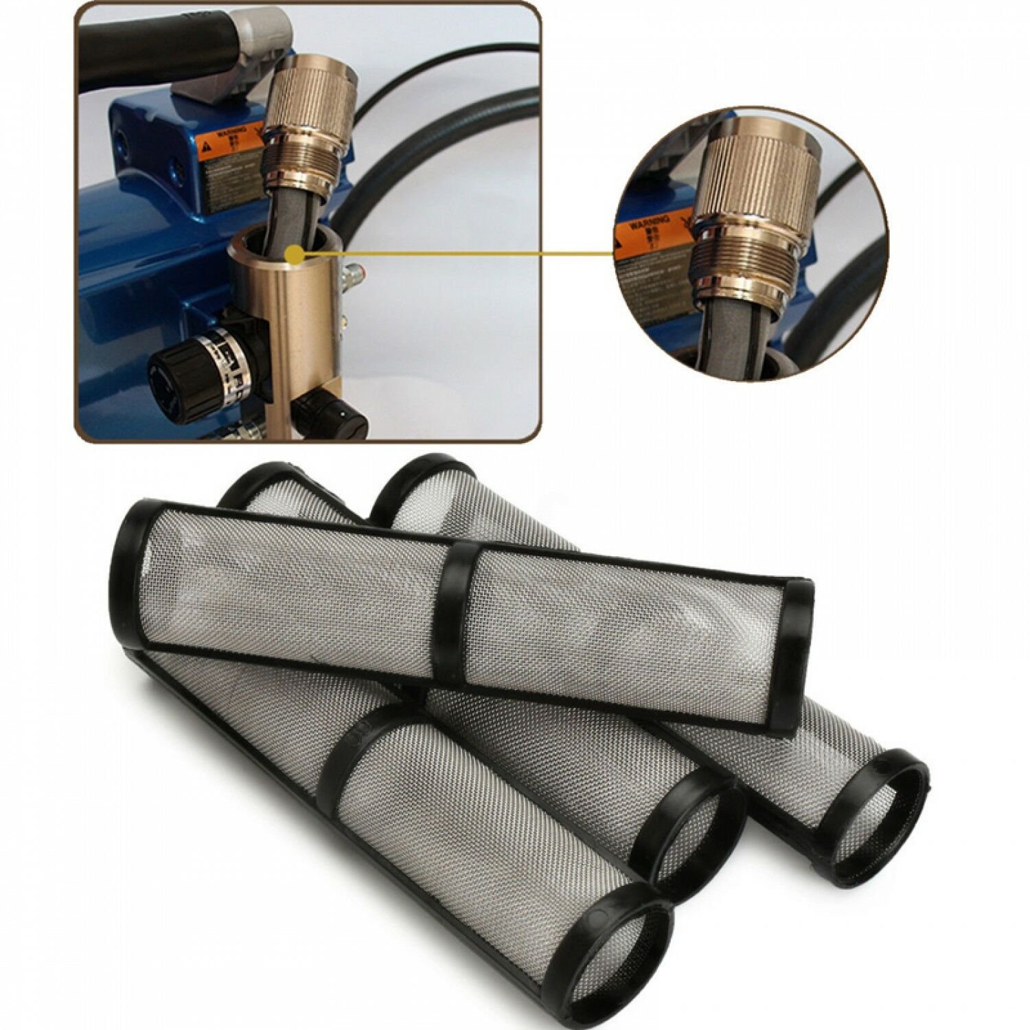 4Pcs Black 60 Mesh Airless Spray Pump Filter For Spray Gun Replacement Mesh Filt