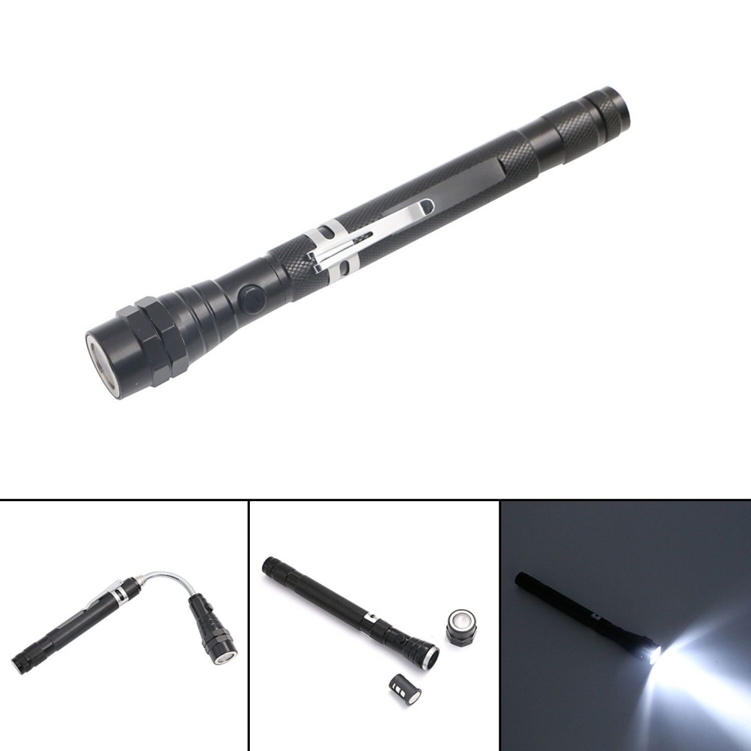 Telescopic Flexible Flashlight Torch 3 LED Magnetic Light Torch Lamp Pick Up