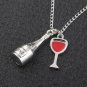 Party Jewelry Red Wine&Cup Love Wine Women Bottle Glass Chain Charm Necklaces