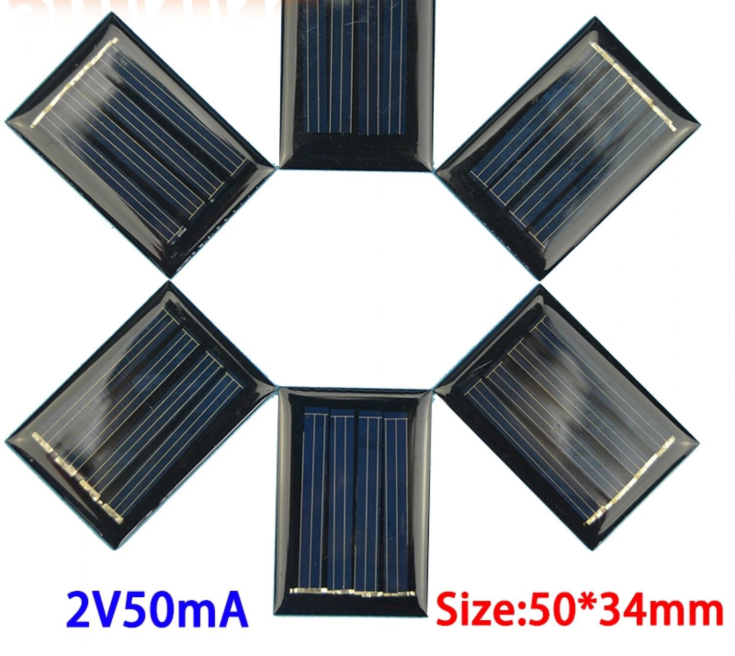 Micro Mini Small Power Solar Cells Panel 10Pcs 2V 50mA 50*34*3mm For DIY Toy