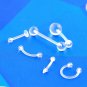 2Pcs/lot Clear Acrylic Ball Punk Bar Lip Ring Silicone Eyebrow Piercing