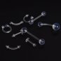 2Pcs/lot Clear Acrylic Ball Punk Bar Lip Ring Silicone Eyebrow Piercing