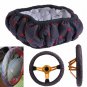 Black Red Car Steering Wheel Covers Elastic Embroidered Cover for 38cm Diameter