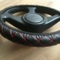 Black Red Car Steering Wheel Covers Elastic Embroidered Cover for 38cm Diameter