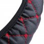 Black Red Car Steering Wheel Covers Elastic Embroidered Cover for 38cm Diameter