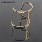 New  Punk Designer Gold Silver Color Alloy Simple Hollow Out Wide Abstract Cuff