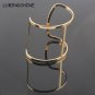 New Punk Designer Gold Silver Color Alloy Simple Hollow Out Wide Abstract Cuff